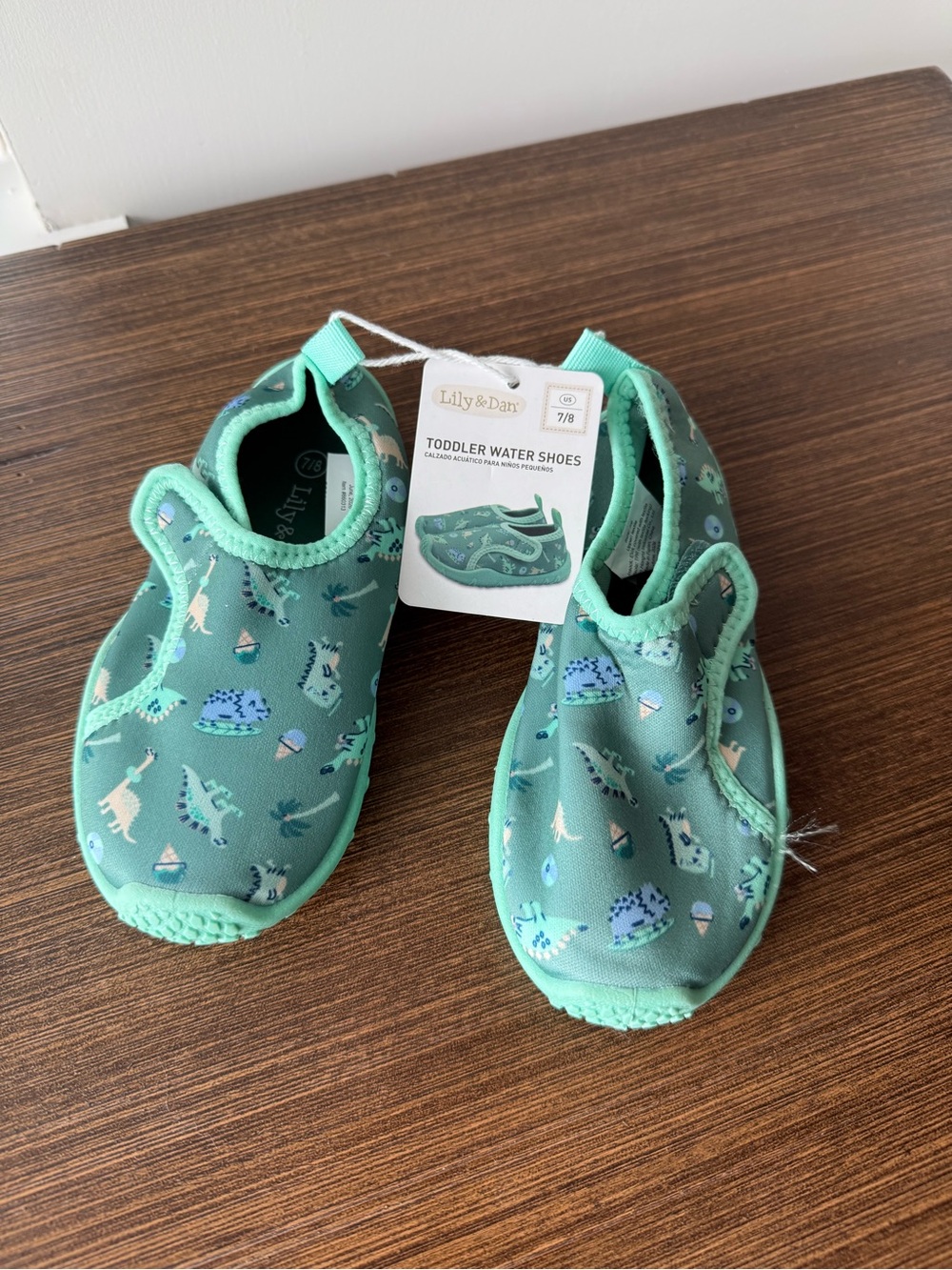 Lily & Dan Toddler Green Dino Water Shoes